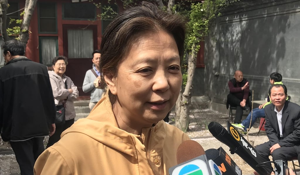 Zhao Ziyang’s daughter Wang Yannan at the family residence in Beijing, where relatives and friends of the late party chief who gathered to pay their respects were met with increased security. Photo: Kimmy Chung