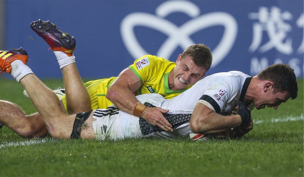 Sam Dickson scores one of New Zealand’s six tries against Australia. Photo: Felix Wong