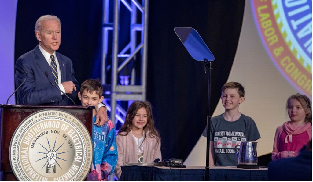 Biden speaking at the conference on April 05, 2019 in Washington. Photo: TNS