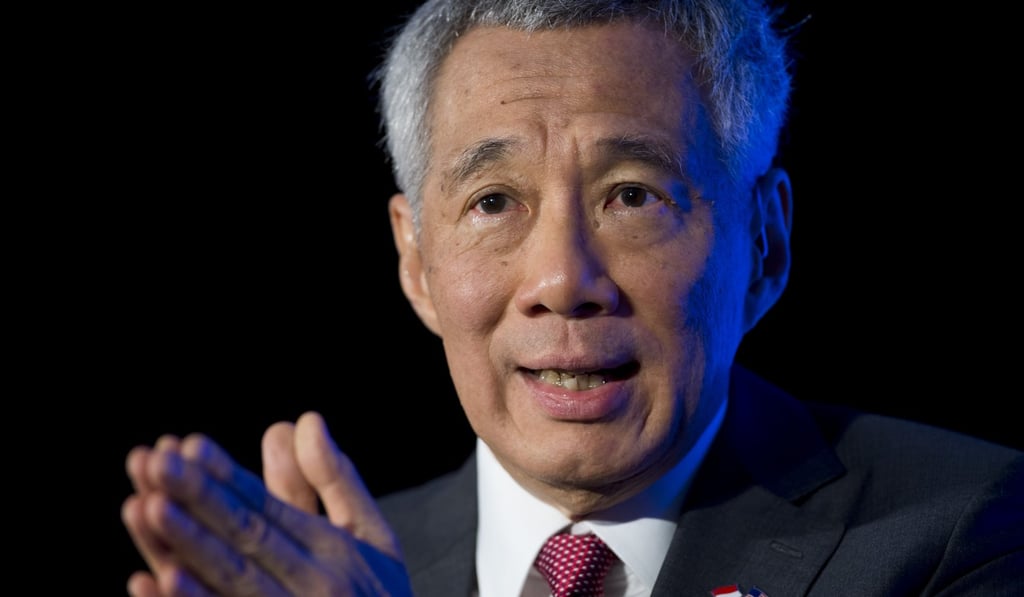 Singapore's Prime Minister Lee Hsien Loong speaks at the Economic Club of Washington in Washington. Photo: AFP