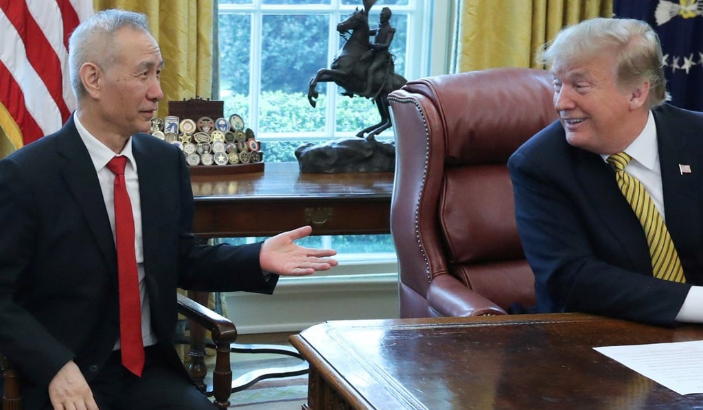US President Donald Trump meeting with China's Vice-Premier Liu He in the Oval Office on Thursday. Photo: Reuters