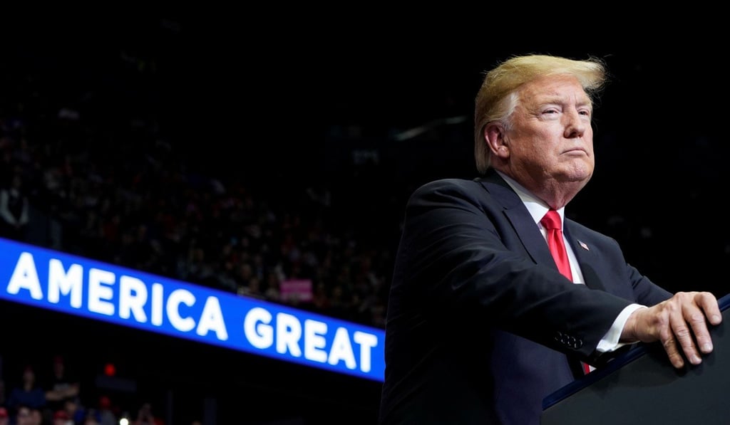 US President Donald Trump speaks during a “make America great again” rally in Grand Rapids, Michigan, on March 28. Trump has withdrawn the US from international agreements and bodies as part of his “America first” agenda. Photo: Reuters