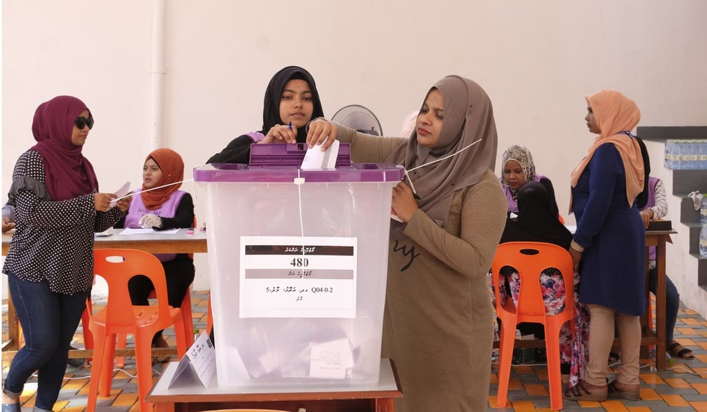 Madivian women casting their votes in Male on April 6, 2019. Photo: AP
