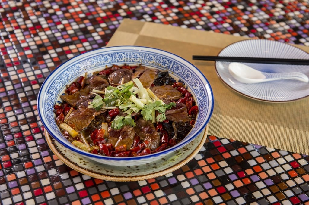 Poached Wagyu beef slices in chilli oil at Redhouse Poached Wagyu beef slices in chilli oil at Redhouse