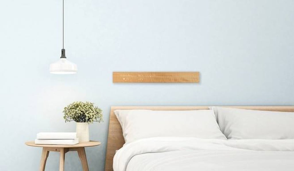 The mui smart device features a ‘calm design’, so that it looks like a simple wooden panel, and helps create a relaxing environment that blends in with your decor. Photo: mui Lab