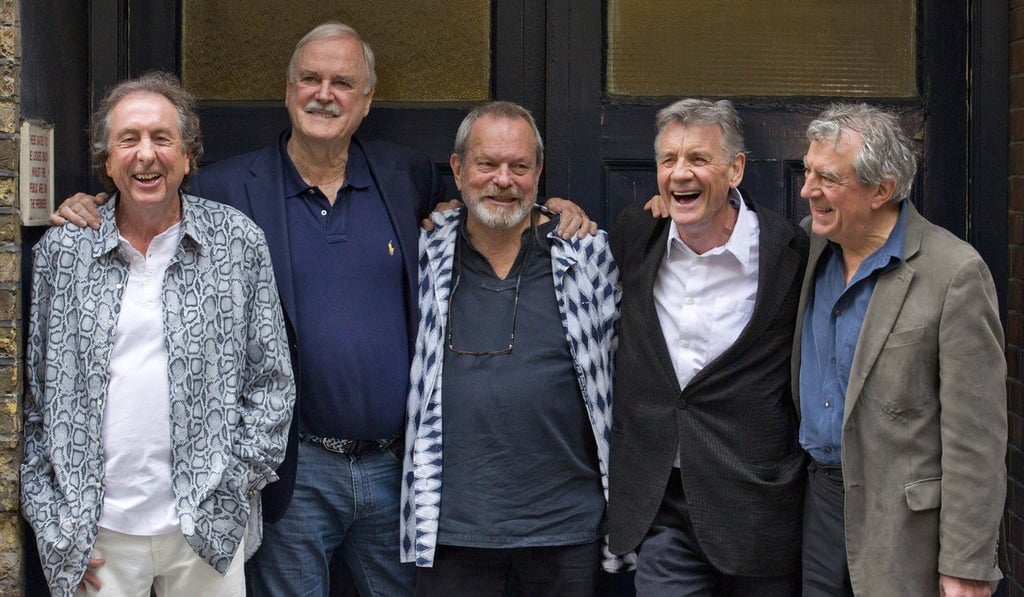 British comedy troupe Monty Python: Eric Idle, John Cleese, Terry Gilliam, Michael Palin, and Terry Jones in June 2014. Photo: AFP