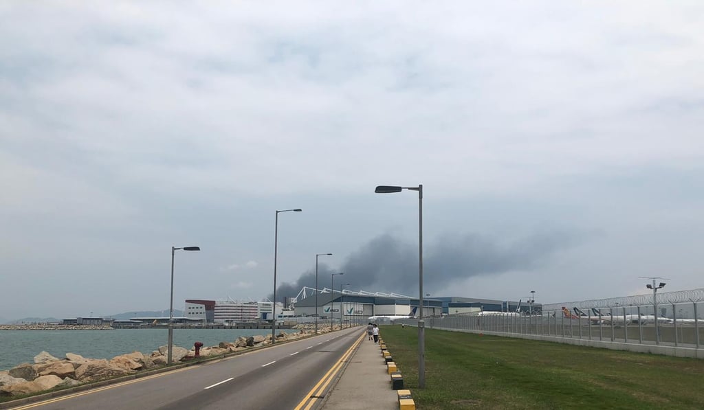 Police are still investigating what caught fire at Hong Kong International Airport. Photo: Facebook