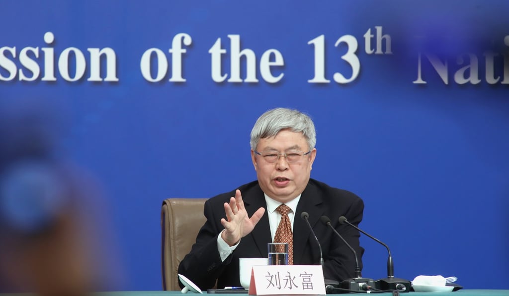 Liu Yongfu, head of China’s State Council Leading Group Office on Poverty Alleviation and Development, speaks to the media during the 13th National People’s Congress in Beijing on March 7. China has set a target of reducing the rural poor population by more than 10 million and taking 300 counties off the country's list of impoverished areas in 2019. Photo: Simon Song