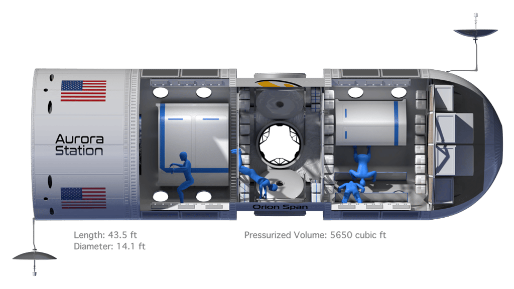 The planned interior of Orion Span’s Aurora Station, which will be home to a luxury hotel The planned interior of Orion Span’s Aurora Station, which will be home to a luxury hotel