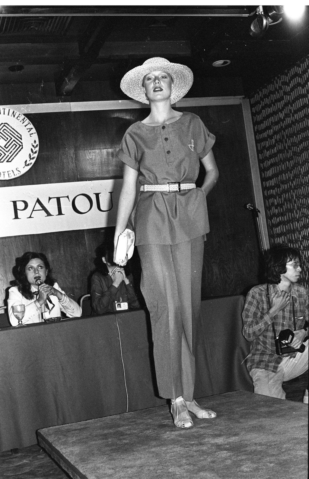 A model presenting a Jean Patou creation in November, 1978. Patou was once a popular name in fashion. In September 2018, LVMH group announced plans to relaunch the couture house.