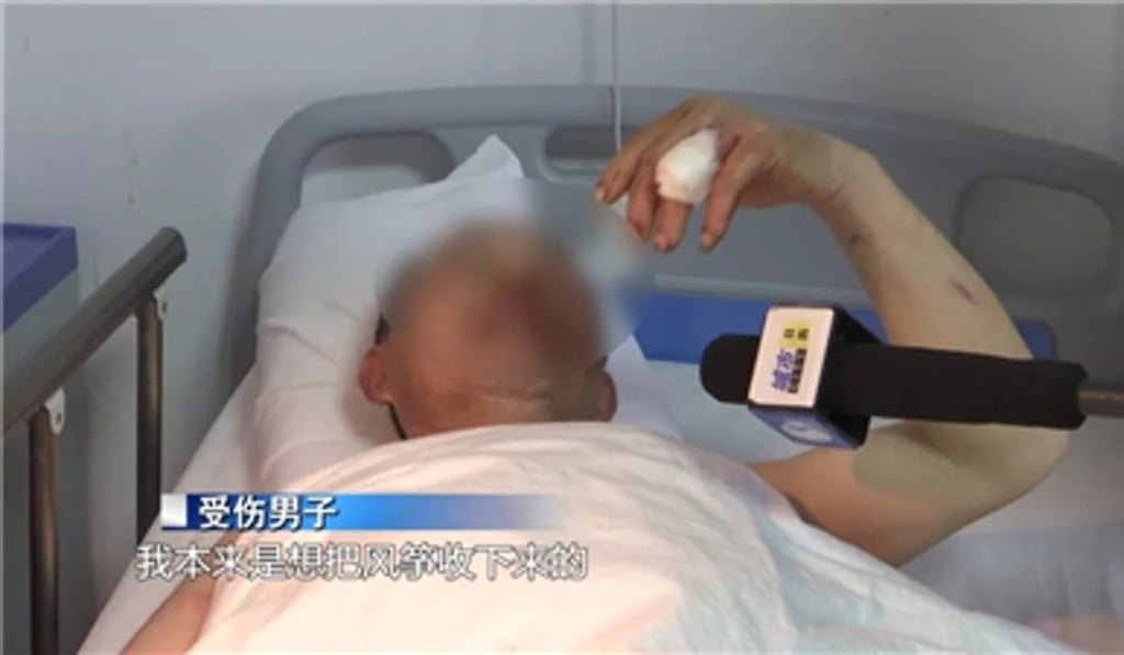 One of the unnamed pair compared the kite line to a knife. Photo: Nantong Orthopaedics Hospital One of the unnamed pair compared the kite line to a knife. Photo: Nantong Orthopaedics Hospital