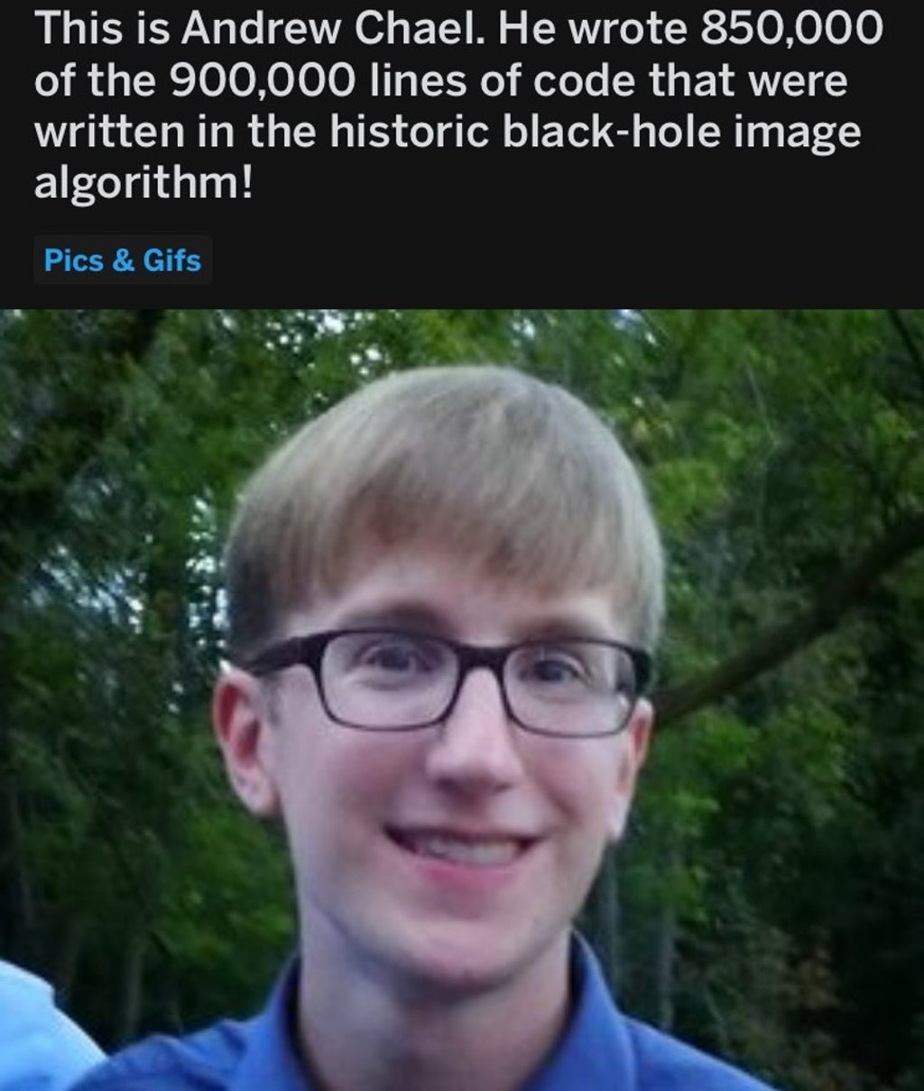 A now-deleted picture of Andrew Chael posted on social media. Photo: Reddit