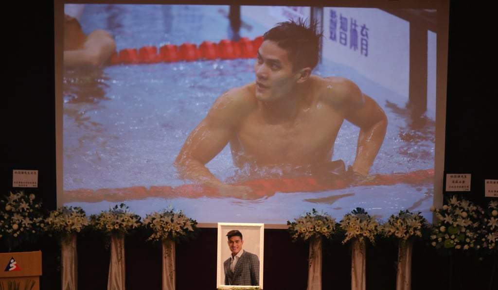 A memorial service for Hong Kong swimmer Kenneth To in Sha Tin. Photo: Xiaomei Chen