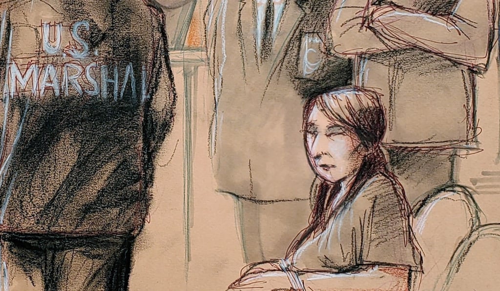 Zhang Yujing awaiting the start of her hearing at the US federal court in this courtroom sketch, in West Palm Beach, Florida, on Monday. Photo: Reuters