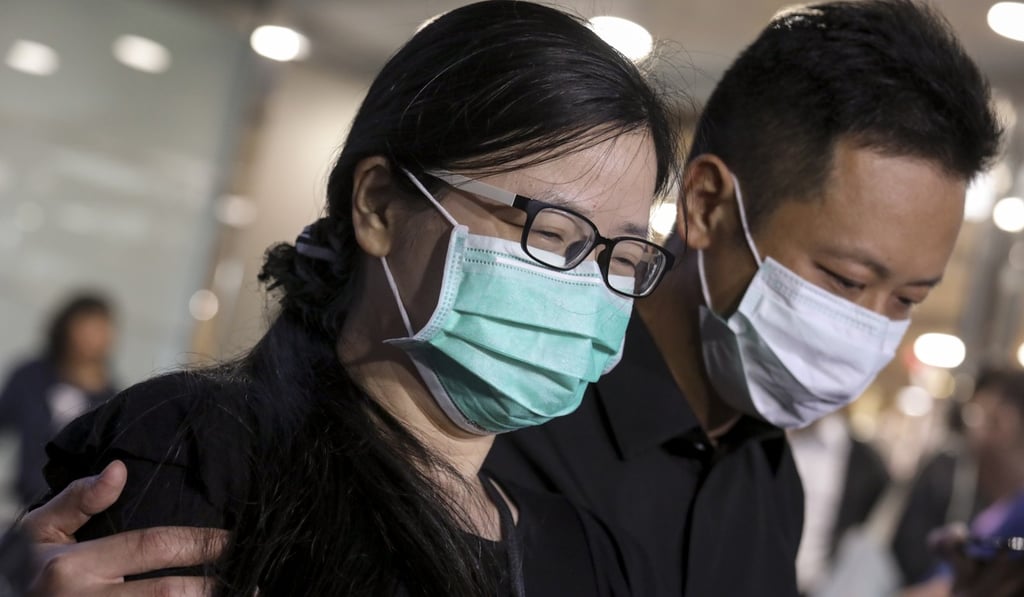 The sister and brother of Lam Lai-tong thanked people for their sympathy. Photo: Felix Wong