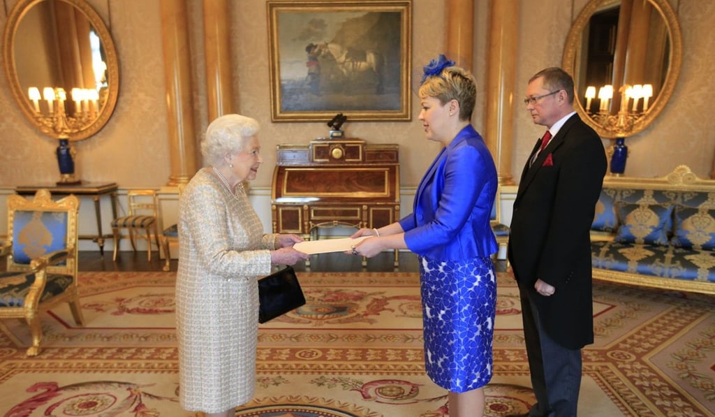 Natalia Galibarenko, ambassador of Ukraine to the UK, presents her Letters of Credence to Queen Elizabeth in March 2016. Photo: Ukraine's Embassy to the UK via Twitter Natalia Galibarenko, ambassador of Ukraine to the UK, presents her Letters of Credence to Queen Elizabeth in March 2016. Photo: Ukraine's Embassy to the UK via Twitter