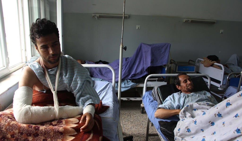 Injured men receive medical treatment at a local hospital in Kunduz province, Afghanistan, on Saturday. Photo: Xinhua
