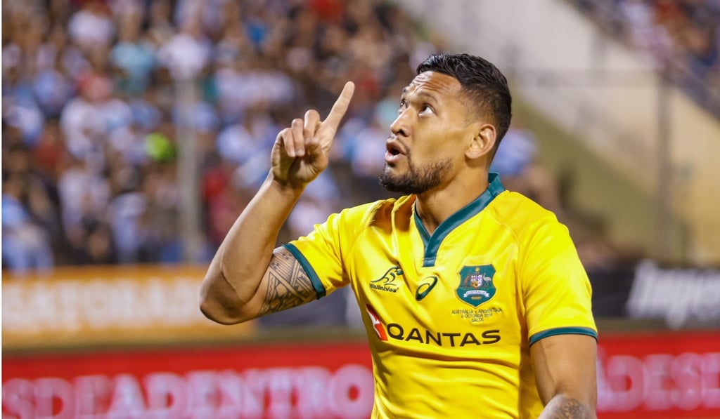 Israel Folau is facing being banned from rugby. Photo: EPA