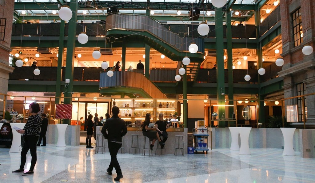 The lobby of a WeWork branch in Shanghai. Shanghai and Beijing are the main battleground for co-working operators, with both cities accounting for roughly two-thirds of co-working centres in China. Photo: Xinhua