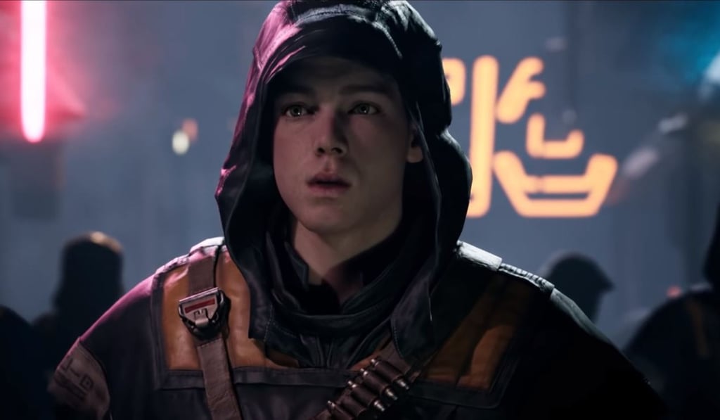 Gotham star Cameron Monaghan plays Cal Kestis, a young Padawan Jedi escaping genocide and fighting the evil Empire in Star Wars Jedi: Fallen Order. Image: EA Star Wars via YouTube