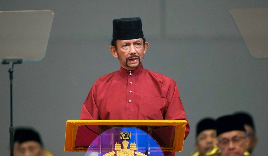 Brunei's Sultan Hassanal Bolkiah delivers a speech during an event in Bandar Seri Begawan on April 3. Photo: AFP Brunei's Sultan Hassanal Bolkiah delivers a speech during an event in Bandar Seri Begawan on April 3. Photo: AFP