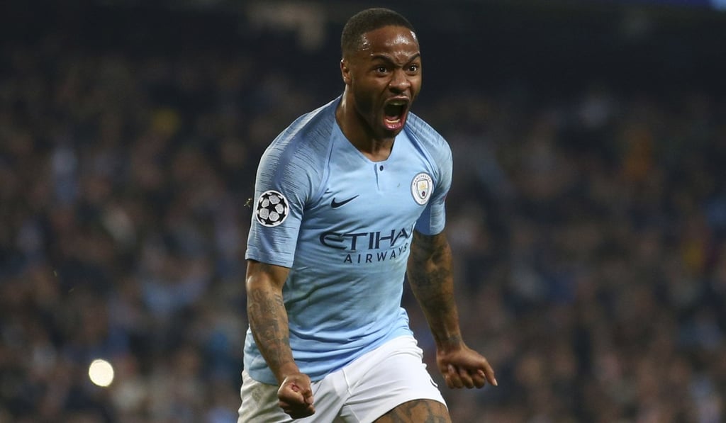 Manchester City’s Raheem Sterling celebrates before his goal was disallowed for offside. Photo: AP Manchester City’s Raheem Sterling celebrates before his goal was disallowed for offside. Photo: AP