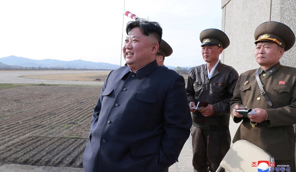 North Korean leader Kim Jong-un attending a flight training session of the Korean People's Army Air Force on Tuesday, April 16, 2019. Photo: KCNA/Reuters