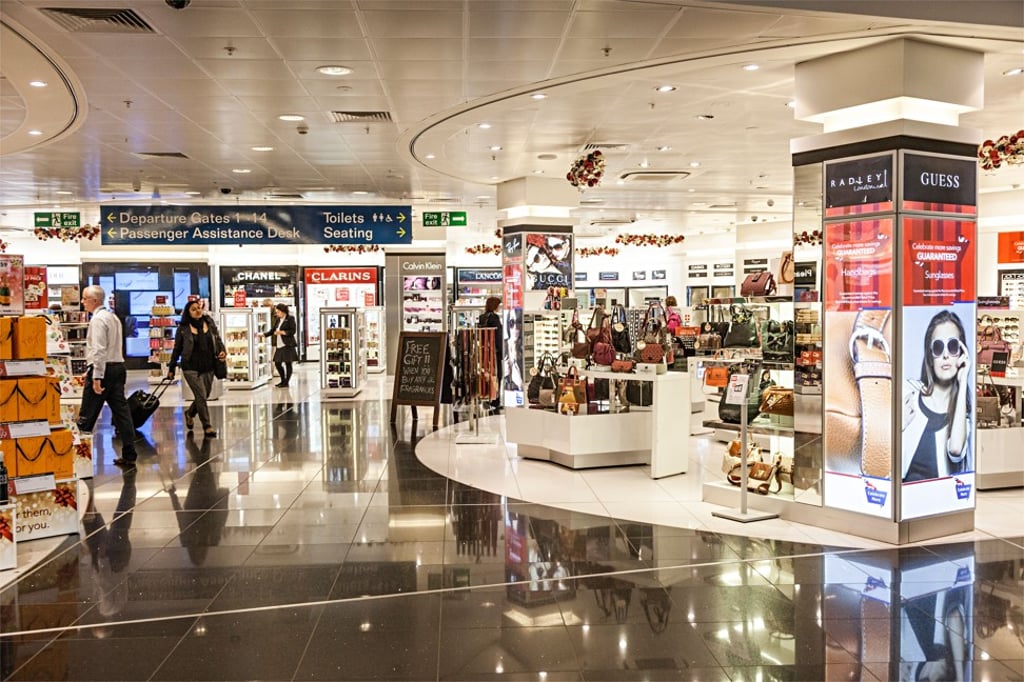 Everything is geared towards spending, including maximising the amount of products passengers can see as they meander through the airport. Photo: Alamy