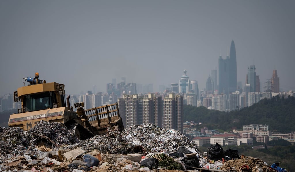 A landfill site in the New Territories, with Shenzhen in the background. Photo: AFP