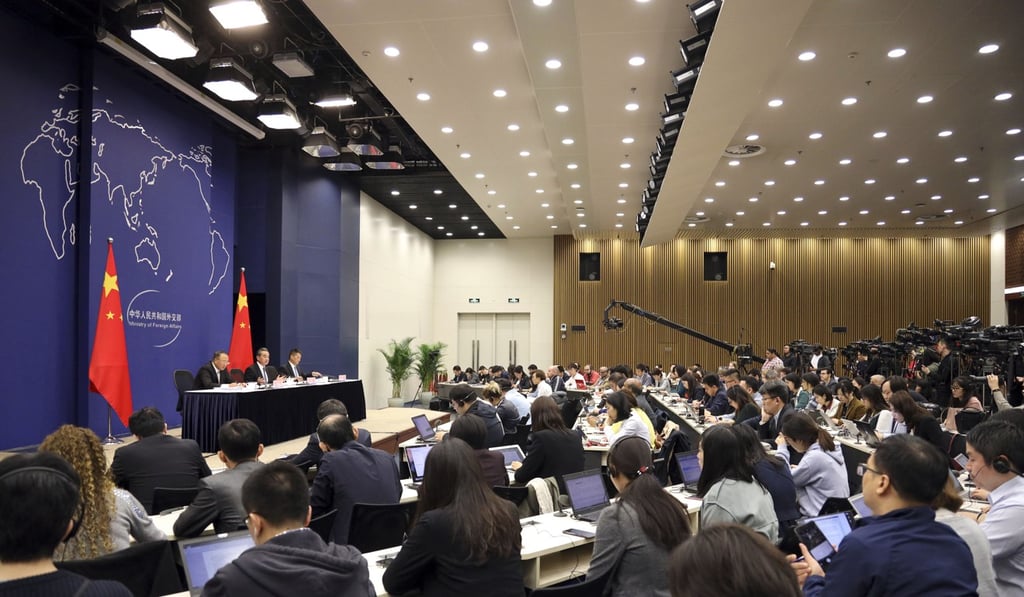 China’s Foreign Minister Wang Yi addresses a press briefing for the second Belt and Road Forum in Beijing, on April 19. The forum takes place from April 25 to 27 in Beijing. Photo: Xinhua China’s Foreign Minister Wang Yi addresses a press briefing for the second Belt and Road Forum in Beijing, on April 19. The forum takes place from April 25 to 27 in Beijing. Photo: Xinhua