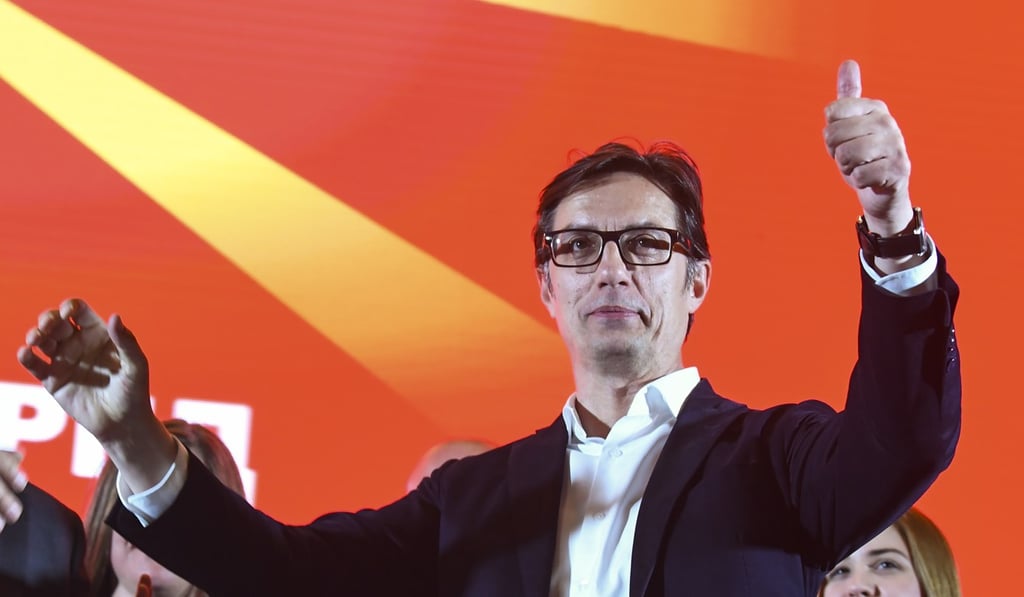 Candidate of the ruling SDSM, Stevo Pendarovski reacts during a press conference after first round of presidentdential election in Skopje. Photo: EPA-EFE Candidate of the ruling SDSM, Stevo Pendarovski reacts during a press conference after first round of presidentdential election in Skopje. Photo: EPA-EFE