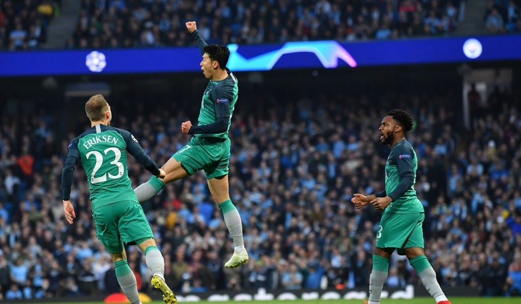 Son Heung-Min’s two early goals at the Etihad Stadium stunned Manchester City. Photo: AFP