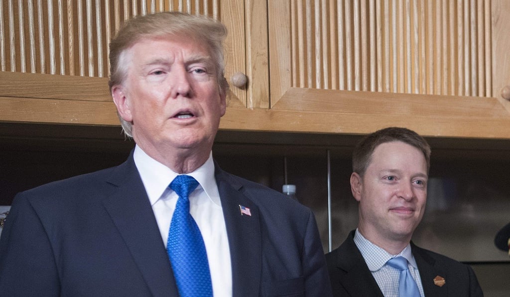 US President Donald Trump with Matthew Pottinger, who led the US delegation to the first Belt and Road Forum in 2017. Photo: AFP