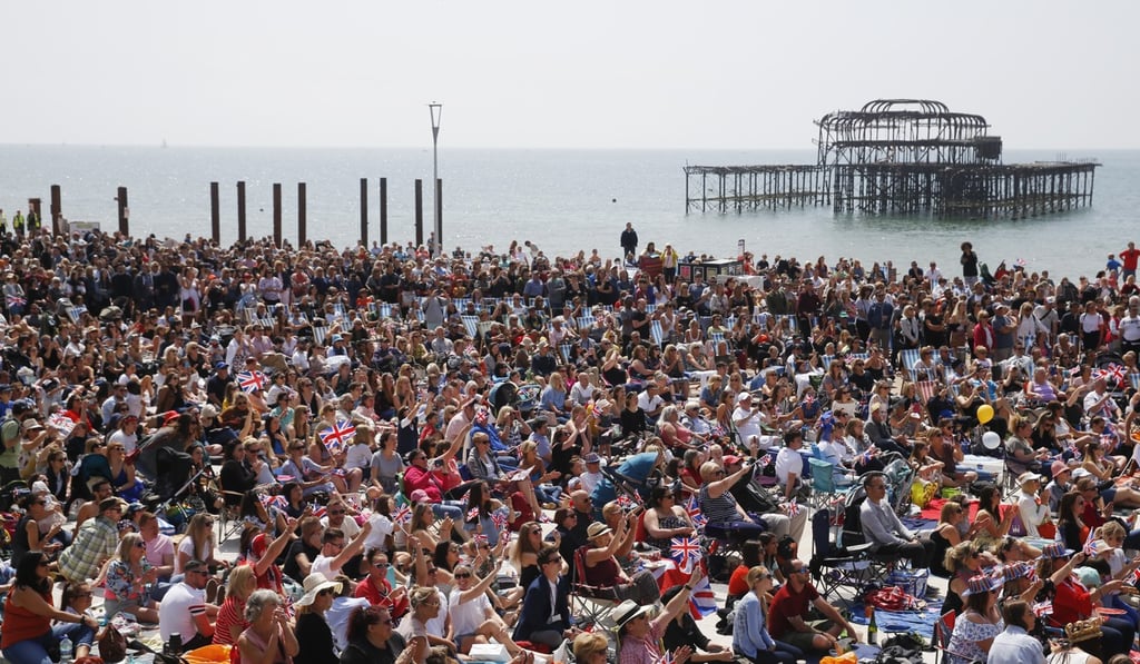 A royal wedding viewing party in Brighton for Britain’s Prince Harry and Meghan Markle. Photo: Bloomberg