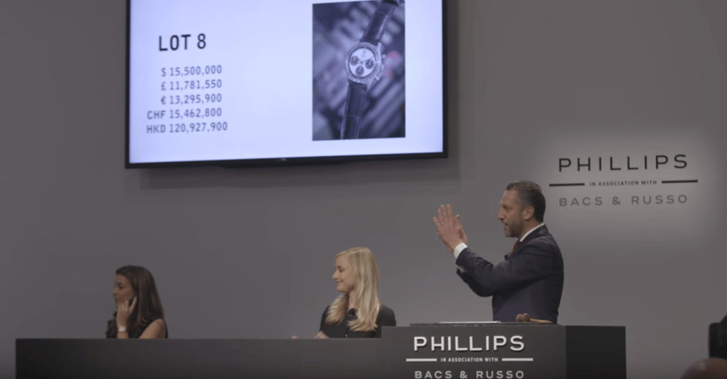 Aurel Bacs in New York in October 2017, where the Paul Newman Rolex Daytona set the world record for highest price achieved for a wristwatch at auction – US$17.8 million.