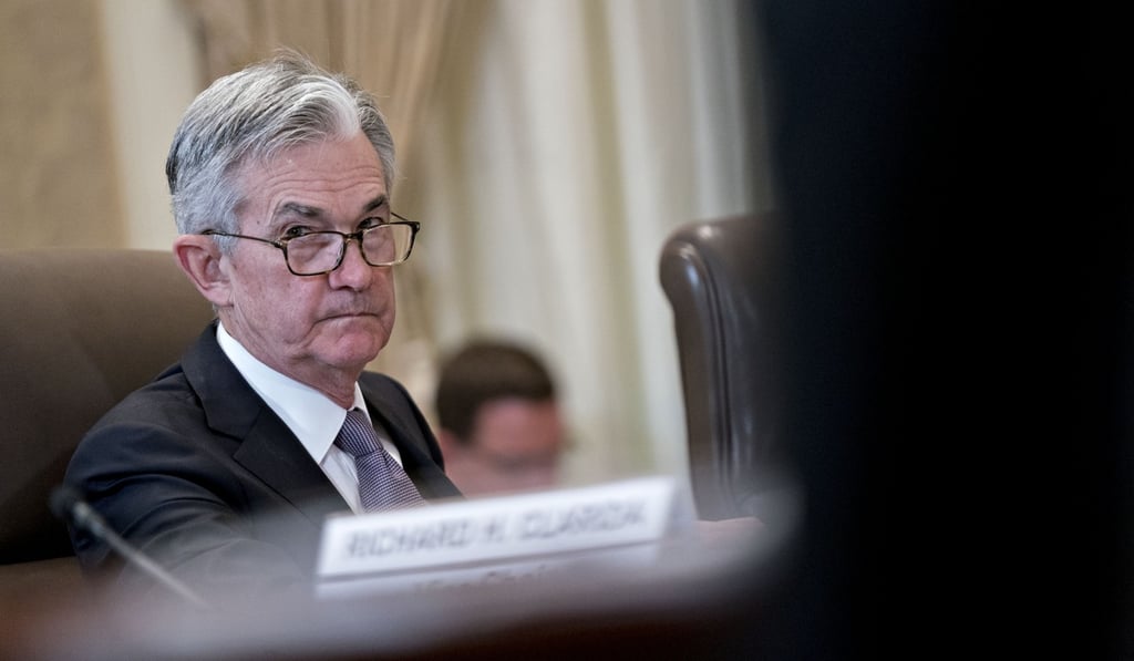 Jerome Powell, chairman of the Federal Reserve, listens during a Federal Reserve Board meeting in Washington on April 8. The Fed’s dovish turn has boosted US equities. Photo: Bloomberg