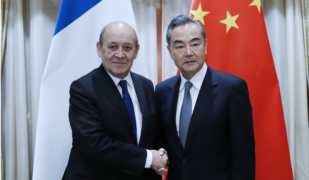 French Foreign Minister Jean-Yves Le Drian told his Chinese counterpart Wang Yi that Paris was willing to cooperate with Beijing. Photo: Xinhua French Foreign Minister Jean-Yves Le Drian told his Chinese counterpart Wang Yi that Paris was willing to cooperate with Beijing. Photo: Xinhua