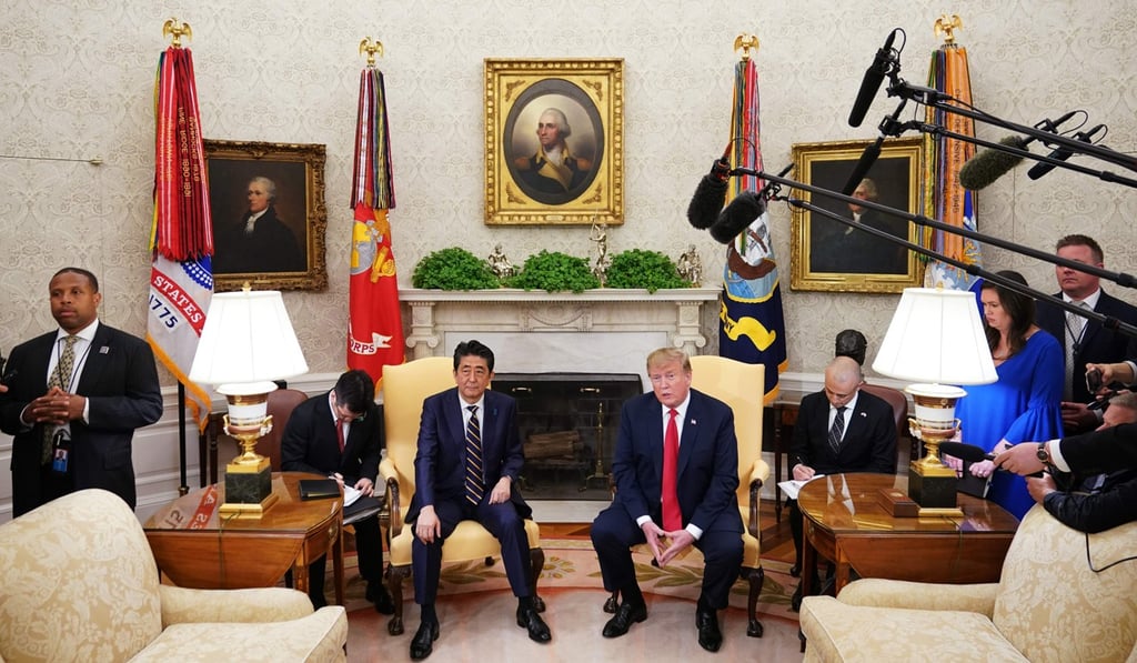 US President Donald Trump meet’s Japan's Prime Minister Shinzo Abe in the White House on Friday. Photo: AFP