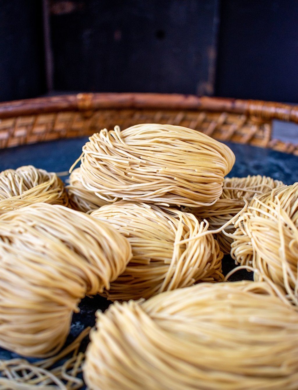 Chinese noodles are typically made with wheat flour and eggs.