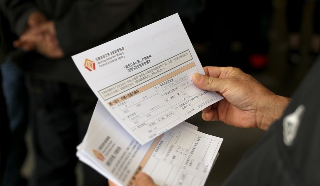 Close-up of the application form of Caring and Sharing Scheme at Eastern District Office at Sai Wan Ho. Photo: Sam Tsang