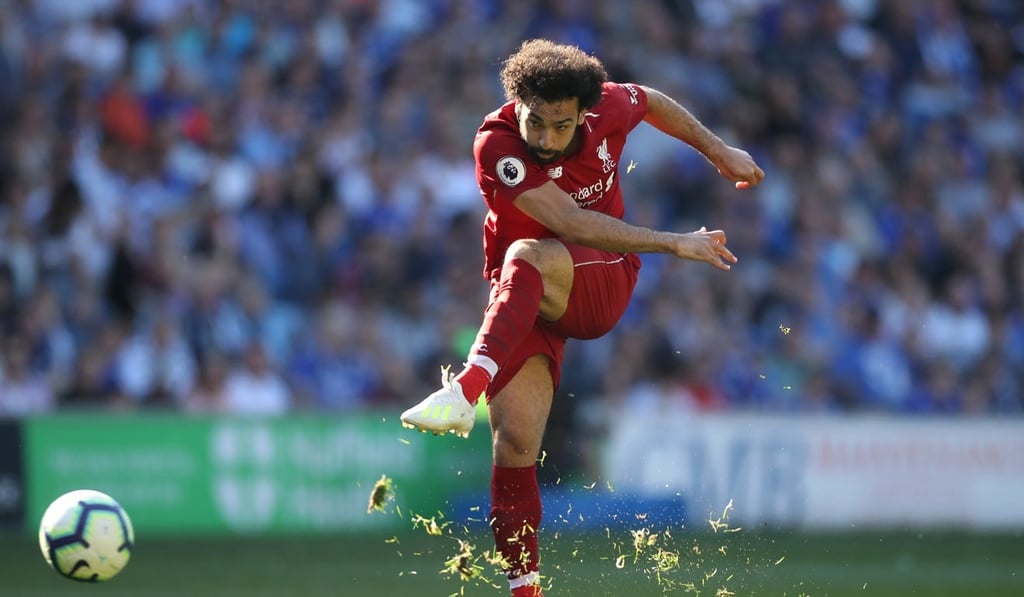 Liverpool’s Mohamed Salah shoots at goal. Photo: Reuters