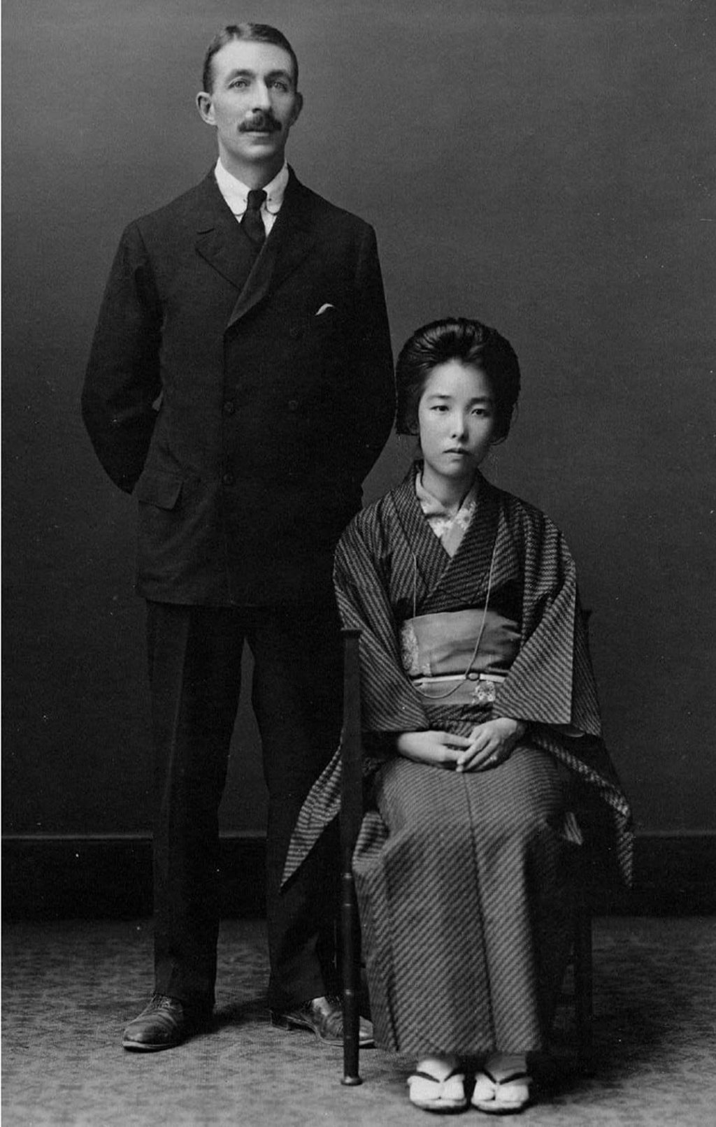 A picture of Arthur Hart-Synnot and Masa Suzuki taken in a Hong Kong studio in 1911, before his return to Europe. A picture of Arthur Hart-Synnot and Masa Suzuki taken in a Hong Kong studio in 1911, before his return to Europe.