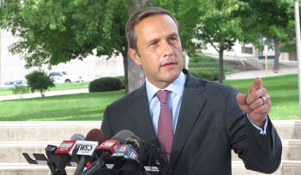 White nationalist Paul Nehlen speaks in Wisconsin in August 2016. Photo: AP