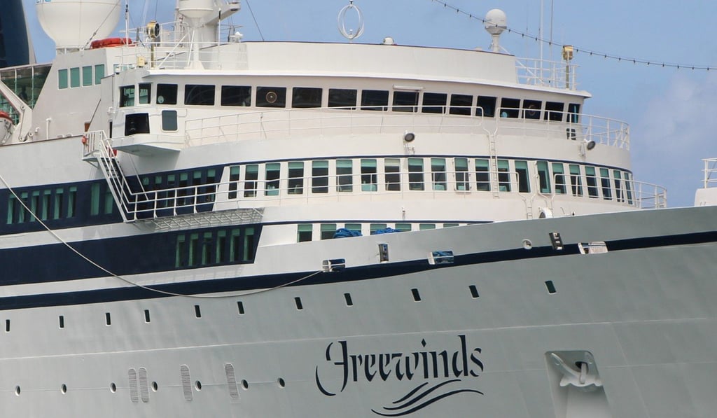 The Freewinds is docked under quarantine from a measles outbreak at a St Lucia port on Wednesday. Photo: Reuters