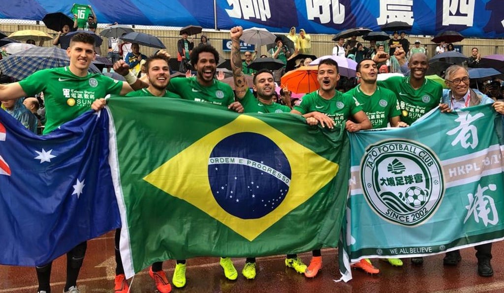 Tai Po celebrate winning the Hong Kong Premier League. Photo: Chan Kin-wa Tai Po celebrate winning the Hong Kong Premier League. Photo: Chan Kin-wa