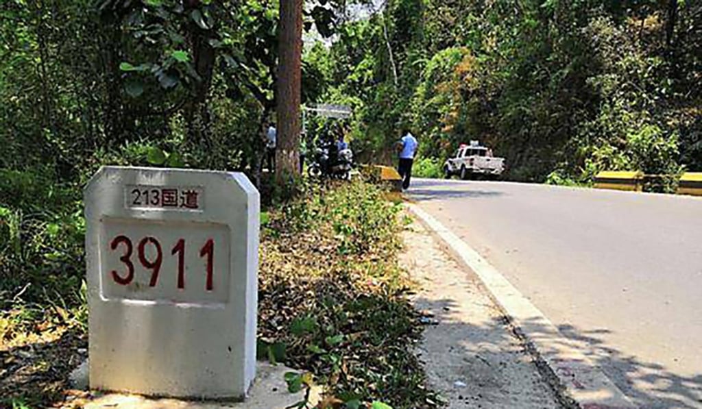 The family were charged by the elephant at the side of a road. Photo: China.com The family were charged by the elephant at the side of a road. Photo: China.com