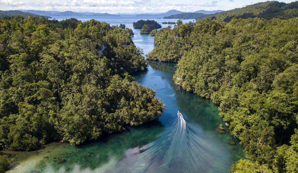 The hidden passage that connects Gam island with Hidden Bay in Raja Ampat. Photo: David Burden