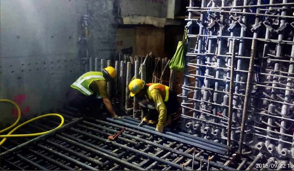 Workers, allegedly from Leighton Contractors (Asia), cut steel bars short on an expansion of Hung Hom station on the new line when they could not be screwed into couplers on the platform. Photo: Handout