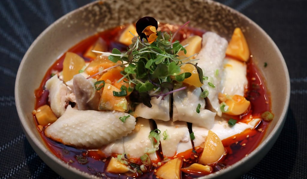 Steamed chicken with century egg and spicy sauce at Sichuan Lab. Photo: K.Y. Cheng