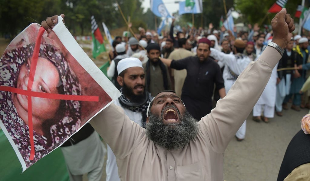 Hardline Islamists protest against Asia Bibi’s acquittal in November. Photo: AFP